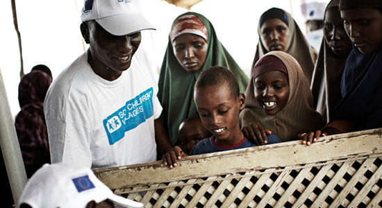 SOS worker and children in Mogadishu
