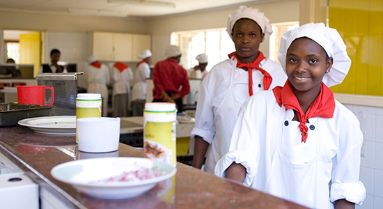 Young girls training to be chefs in Nairobi - Care leavers