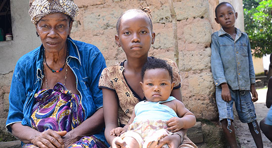 Grandmother and children living in Sierra Leone