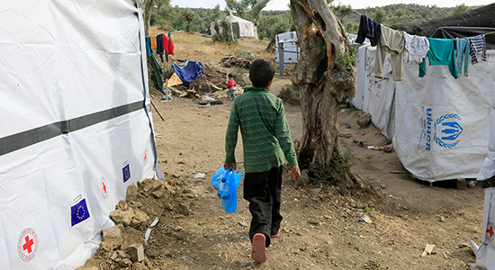 Refugee children living in the Refugee Camp in Greece